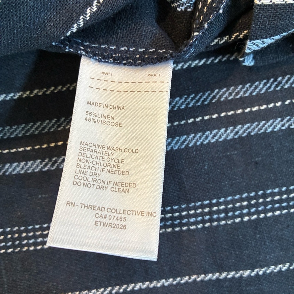Spring Linen Blazer Women Large Navy/Light Blue/White Striped Blazer Linen Blend - Picture 6 of 12